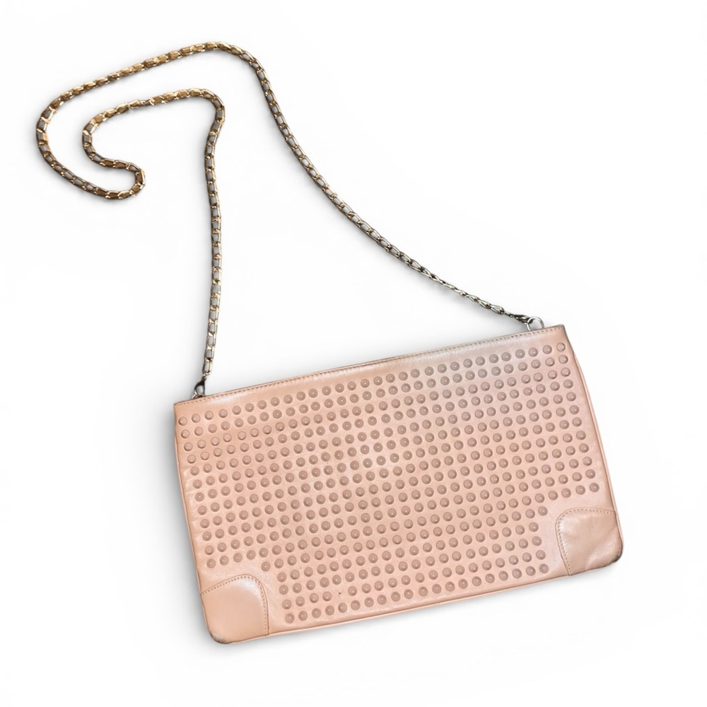 Christian Louboutin spiked clutch/ purse peach